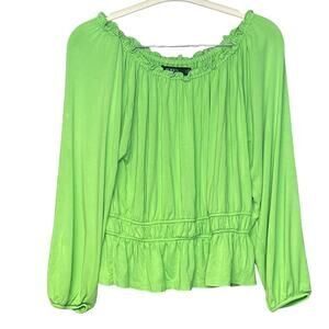 LAUREN black label top vintage Y2K lime green off shoulder women’s size large